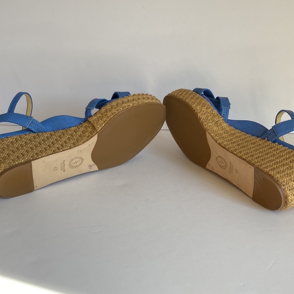 Sarah Flint Mirjana Leather Blue Wedge - Picture 10 of 15